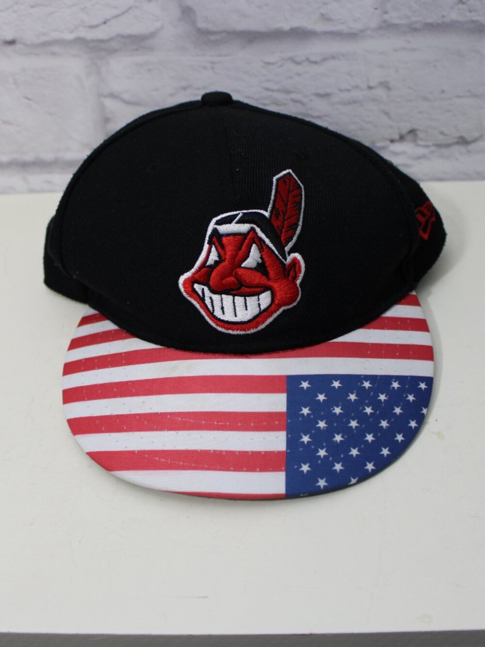 Cleveland Indians American Flag Custom Made Hat New Era 9FFTY Acrylic Wool